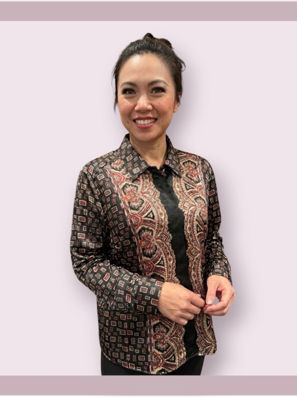 Vintage Notations Petite Geometric Print Blouse